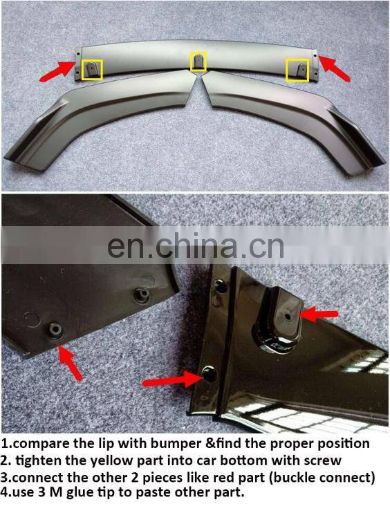 Factory Directly Supply Other Auto Parts Car Accessories ABS Material Black/Carbon Fiber Color Universal Front Lip For All Cars