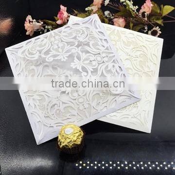 Guangzhou Factory Blank Wholesale Royal Blue Laser Cut Invitation Letter