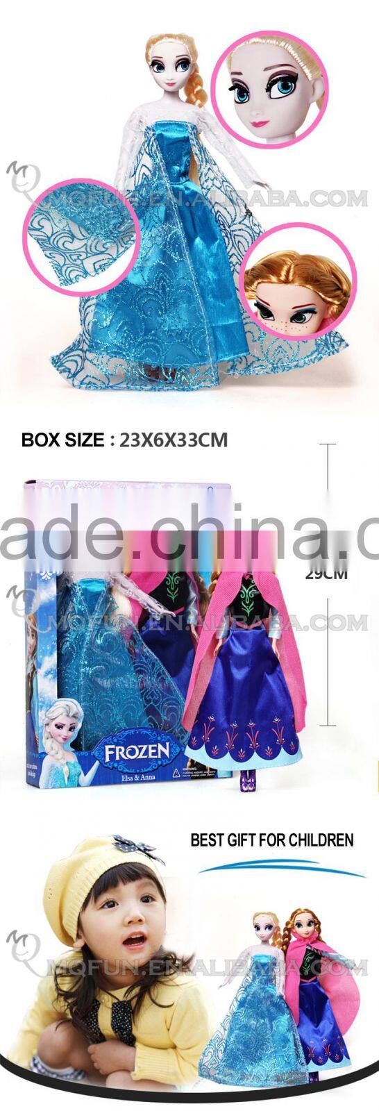 Mini Qute wholesale 2 in 1 movable joints Plastic cartoon Frozen doll frozen princess anna & elsa olaf girls children toys