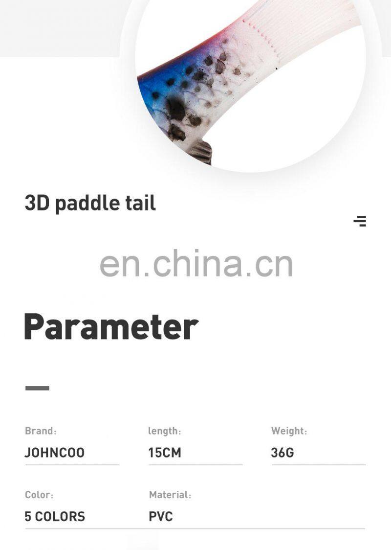 JOHNCOO China Factory Customized 3D Eye Big Size 15cm 36g Pike Bait Soft Fishing Lures