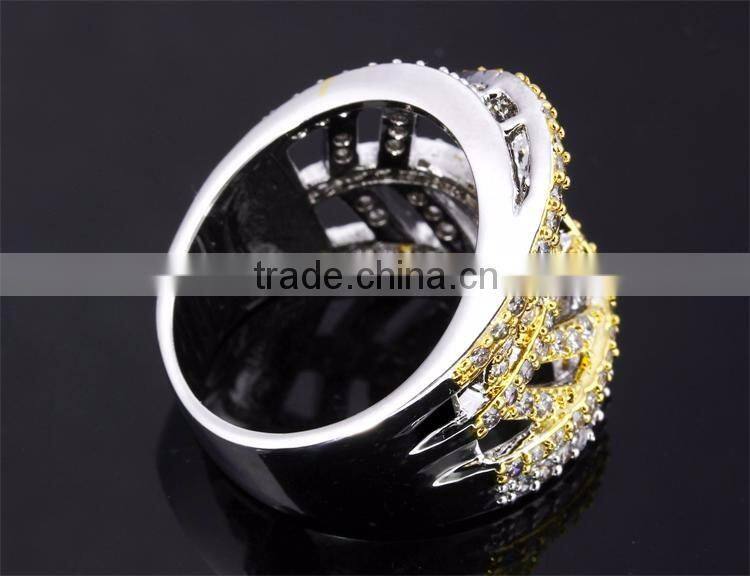 New Design Leaf Shape 2-Tone Inlay Jewelry Luxury Cocktail Party Ring Bijoux