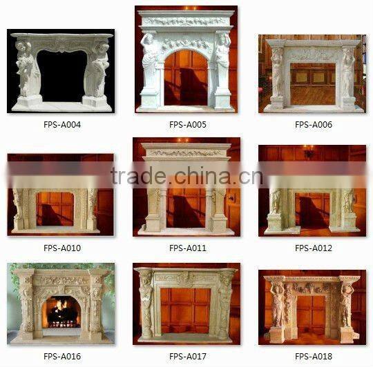 Beautiful White Natural Marble Stone Fireplace