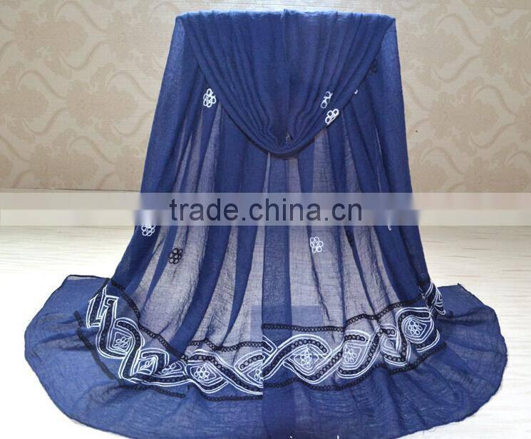 Wholesale Embroidery Design Fashion Ladies Cotton Scarf Shawl