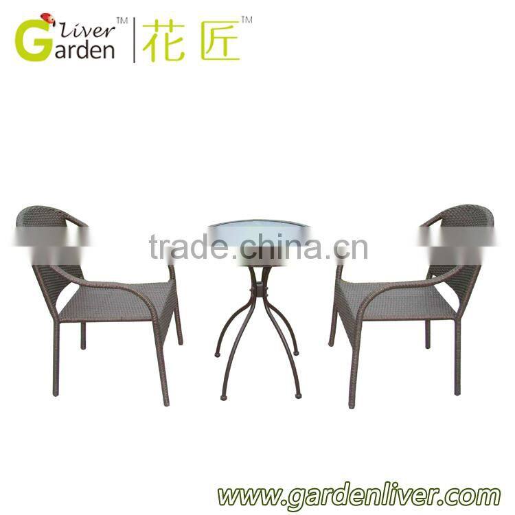 cheap metal 3pc bistro table chair set backyard indoor-ourdoor rattan/wicker