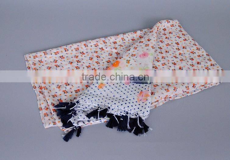 Latest Viscose Tassel Floral Printed Long Muslim Islamic Scarf
