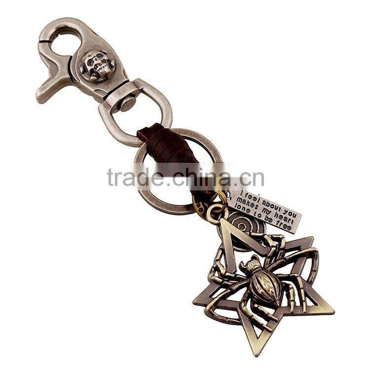 Sale-large Cicada Keyring Big Ring Star Vintage Scarab Beetle keychain with Lobster Clasp