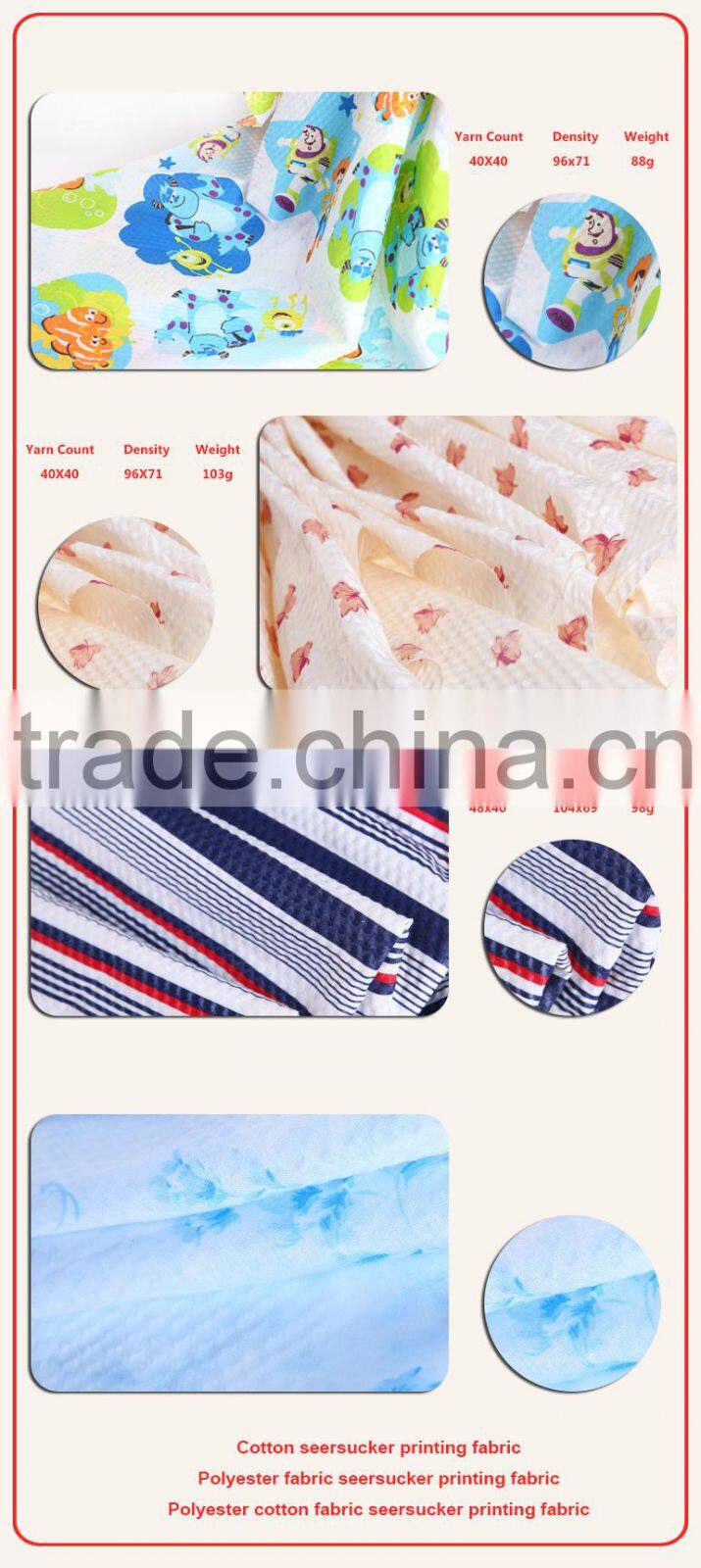 2015 New Products 100% Seersucker Printed Viscose Fabric