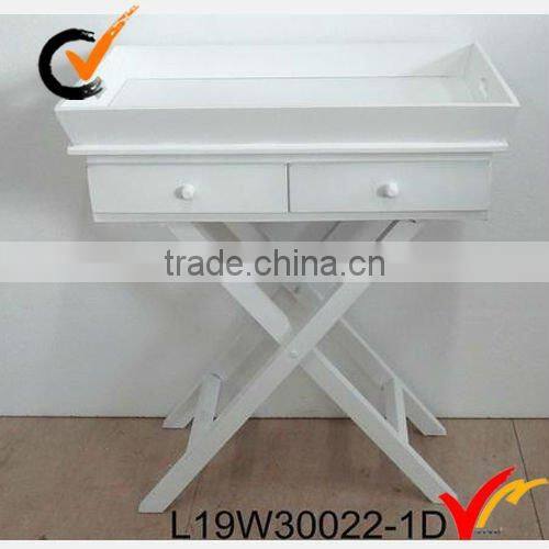 French countryside white antique deisgn floding garden tray table