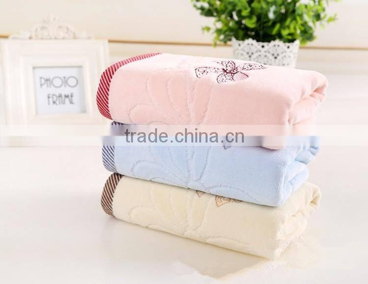 Factory Price Cotton Embroidered Butterfly Cut Pile Face Towel