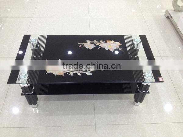glass top stainless steel base coffee table HY-1005