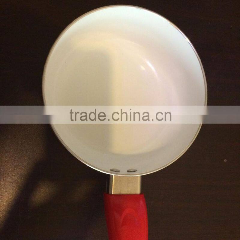 New design white ceramic coated casserole milk pan cooware with vertical lid