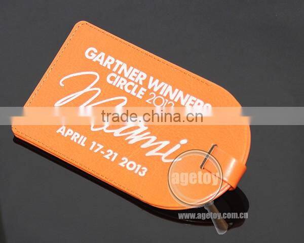 Orange Color Printing Logo Miami Souvenir Promotional Custom Leather Luggage Tags