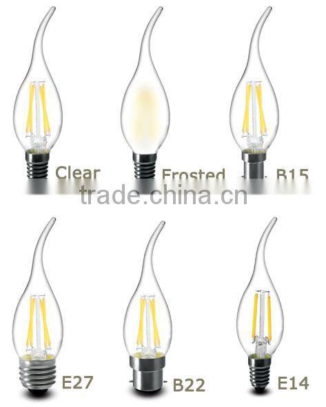 230V Sapphire Substrate 4W Dimmable Filament led bulb B22, LED Candle Bulb B22 B15