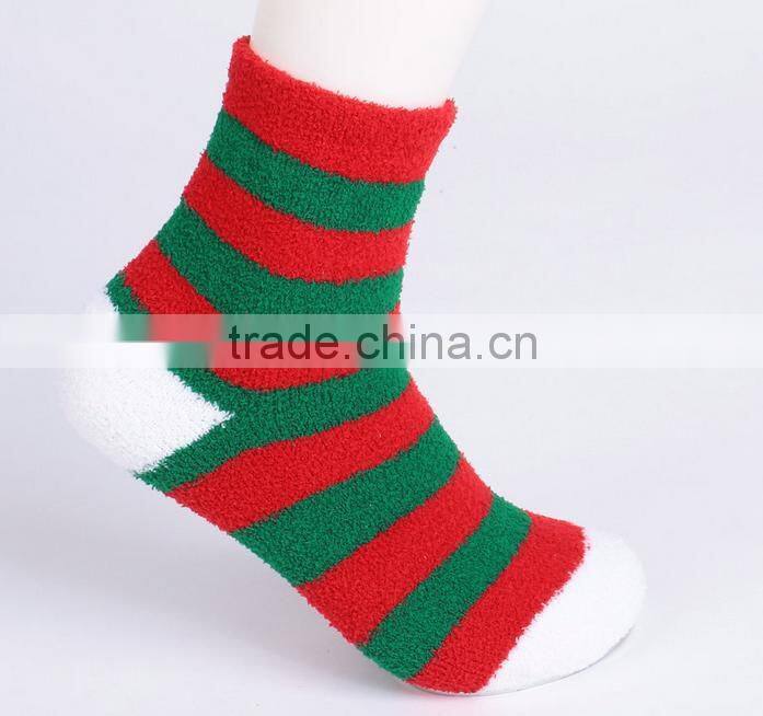 Colourful Pattern OEM Christmas Socks fluffy socks indoor microfiber fuzzy socks