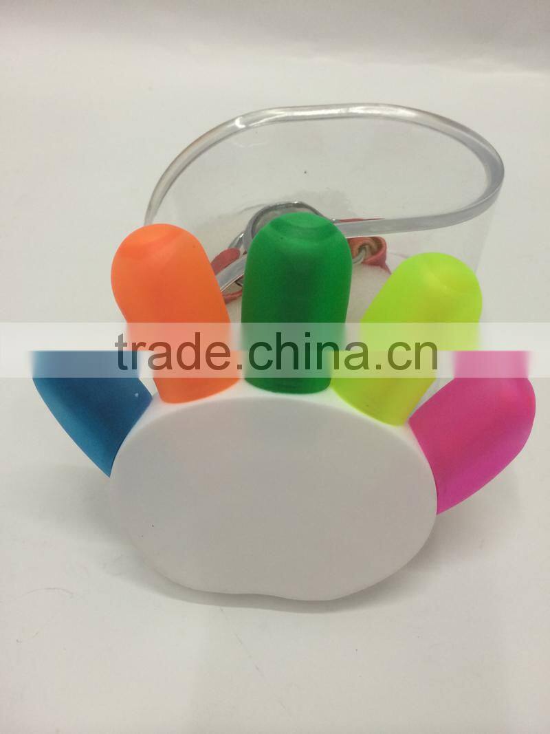 finger shaped multi colored highlighter pen