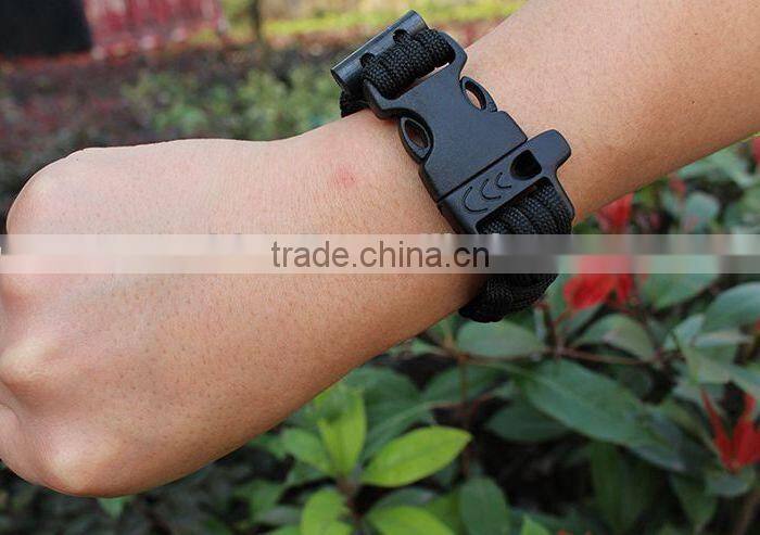 Outdoor climbing emergency survival paracord wristband with flint compass