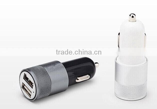 2015 Newest High quality3.1A Aluminium Alloy Car Charger for cellphone/ipad/ipod/mp5/digital