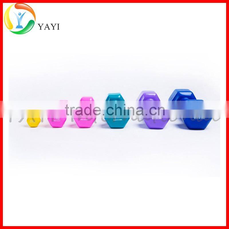 Gym Fitness Equipment Free Weight Vinyl Coated Hex Dumbbell