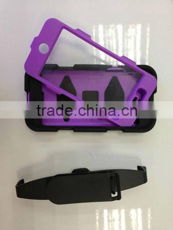 Hybrid Combo Silicone Plastic Hard Mobile Phone Cover Case for iphone 5c With Clamp Holster 3 in 1