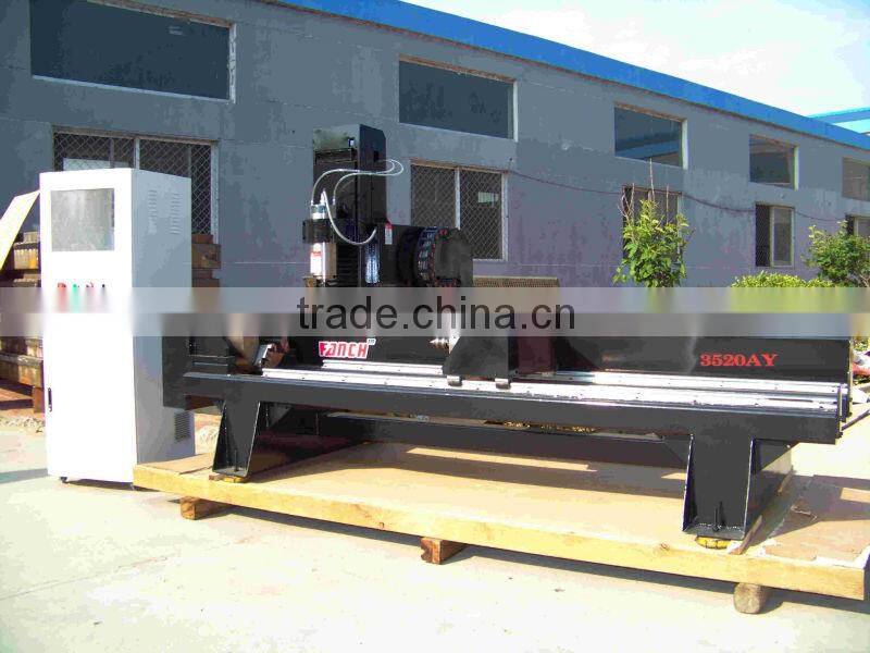 Multi-heads stone columns engraving machine /four-axis linkage/8 spindles/AC servo/4th control system