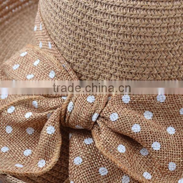 Sun protection straw hats cute bowknot ribbon formal bowler hat