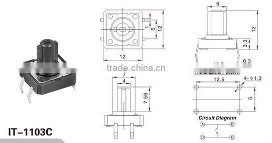 12*12 Tact switch &Miniature Type Digital Camera Push bottom Tact Switch