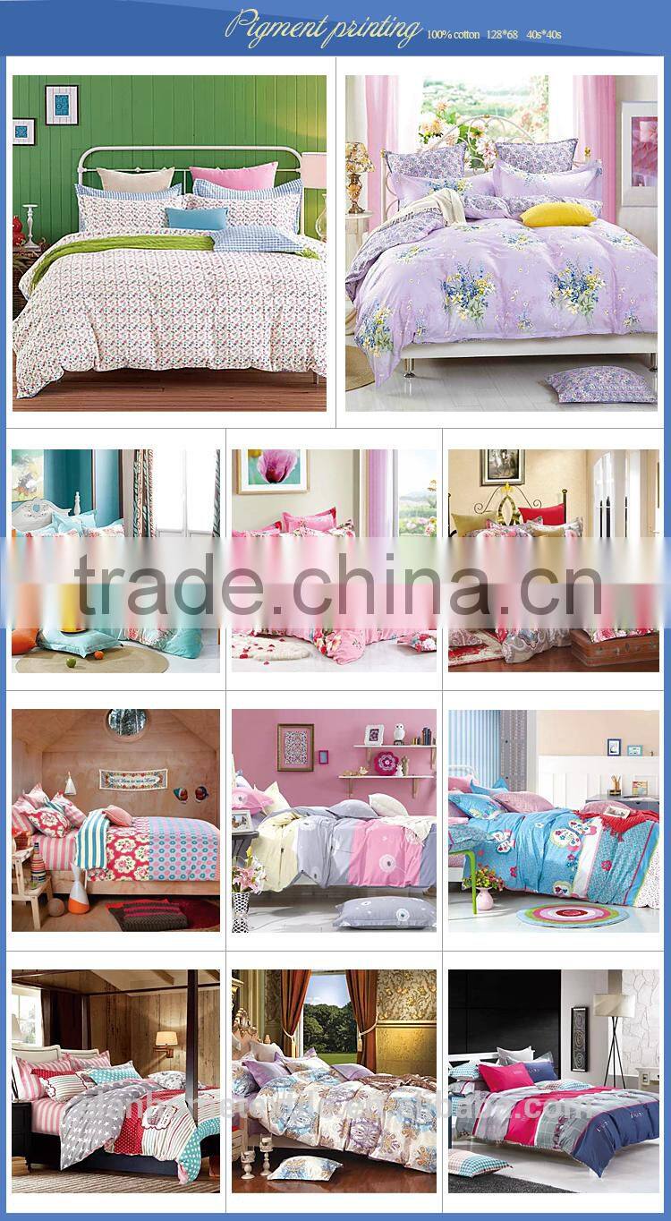100% cotton 128*68 40s*40s pigment printed luxury duvet cover set with zipper