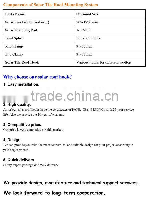 solar plain tile roof hook