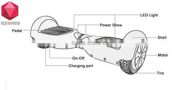 2016 newest arrival electric scooter 6.5 inch board scooter 2 wheel hoverboard