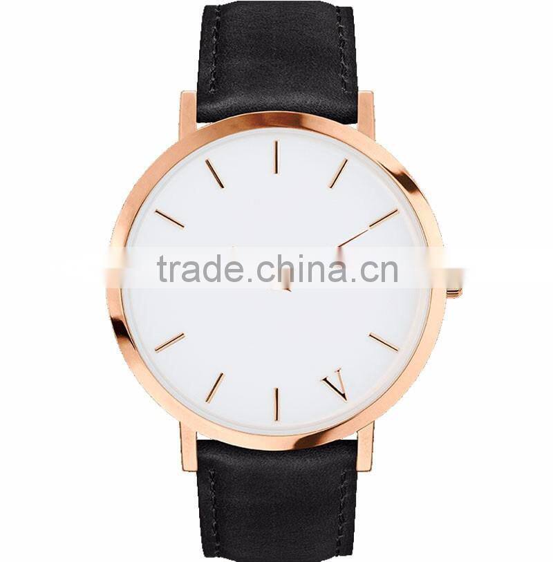 2016 lady watch fashion watch with Your print Logo for Women Men Leather Rose gold quartz watch