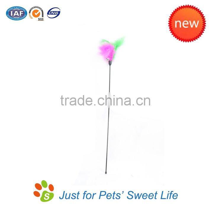 Hot sale funny colorful cats toy pet toys cat teaser with feather