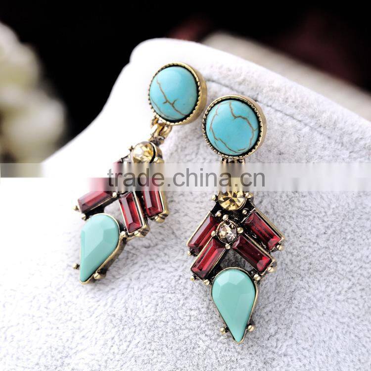 Natural Kallaite turquoise dangle earrings, designer earrings for cute girls