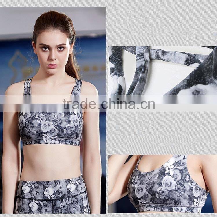 hot sex women's sport bra active wear custom sport bra pretty flower pattern bra sport girls