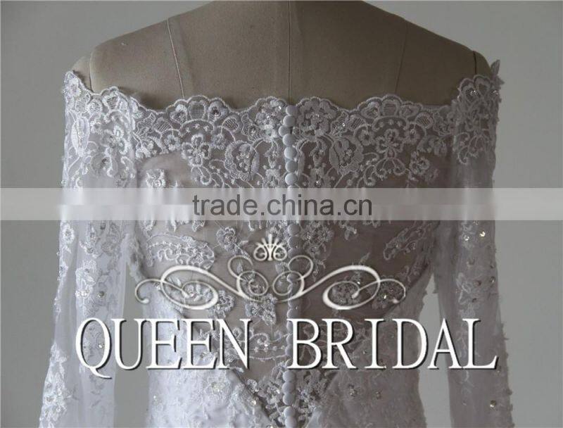 QUEEN BRIDAL Long Sleeve Wedding Dress Lace Beading Vestidos De Novia