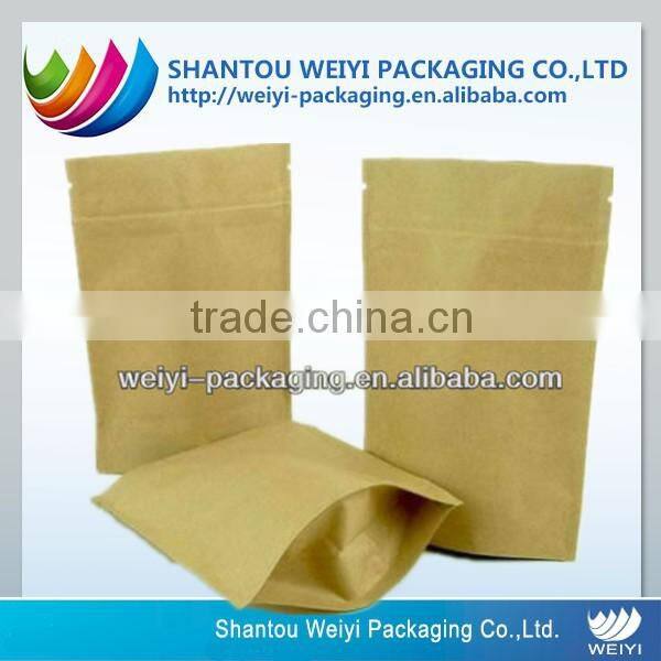 biodegradable kraft stand up pouch with zipper for wholesale