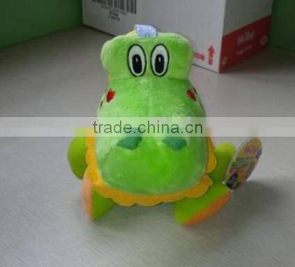 wholesale dino shape baby squeaky rattle toy / ICTI audited CE/EN71 standard soft rattle plush baby toys