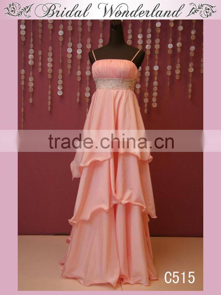 Cheap indian pink chiffon beaded evening dress for fat women