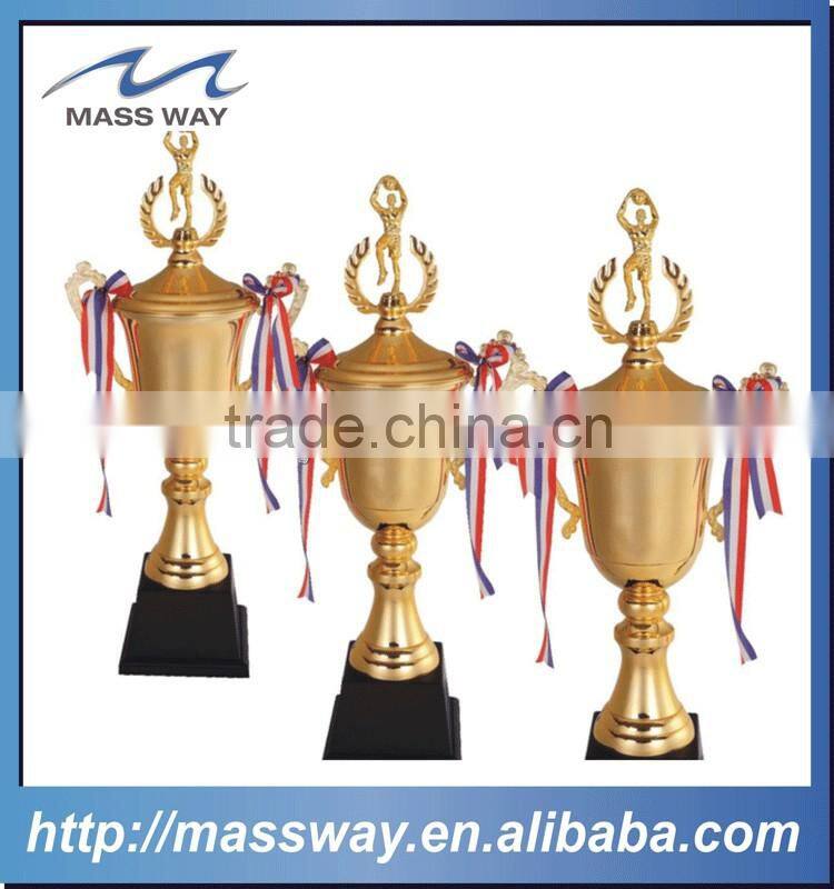 high grade base wooden 3D gold zinc alloy award basketball cup trophy