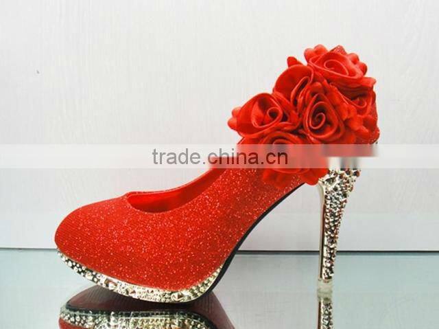 New Arriva Flowers Red Bridal Wedding Shoes(WS-5006)