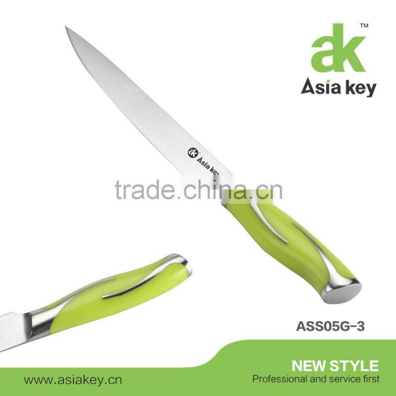 Green Stainless Steel Kitchen Knife Set in wood block