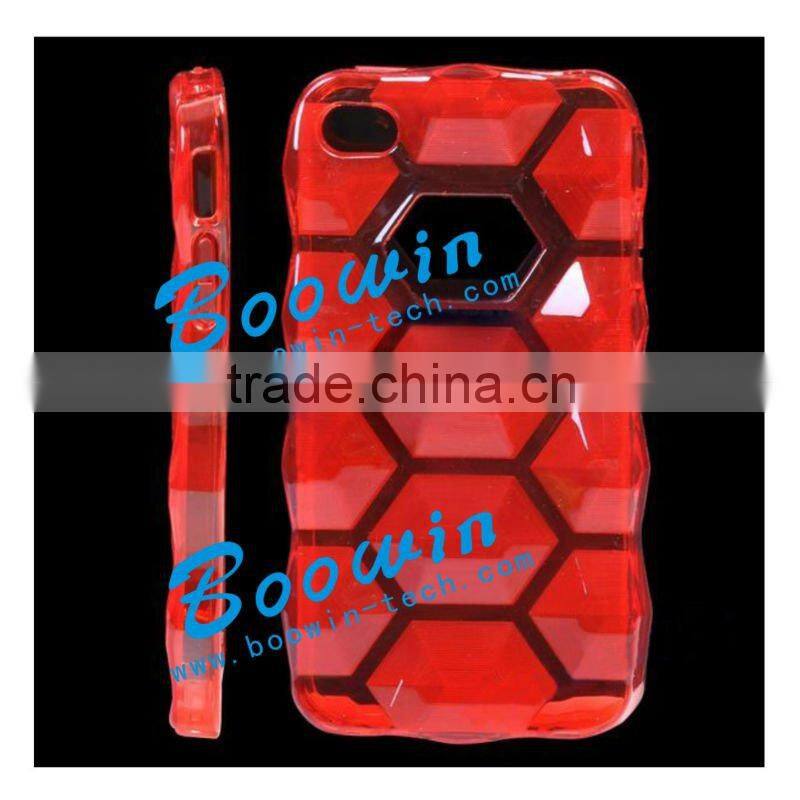 red blue hexagon Soft TPU Gel Crystal Jelly Case Cover for apple iphone 4s