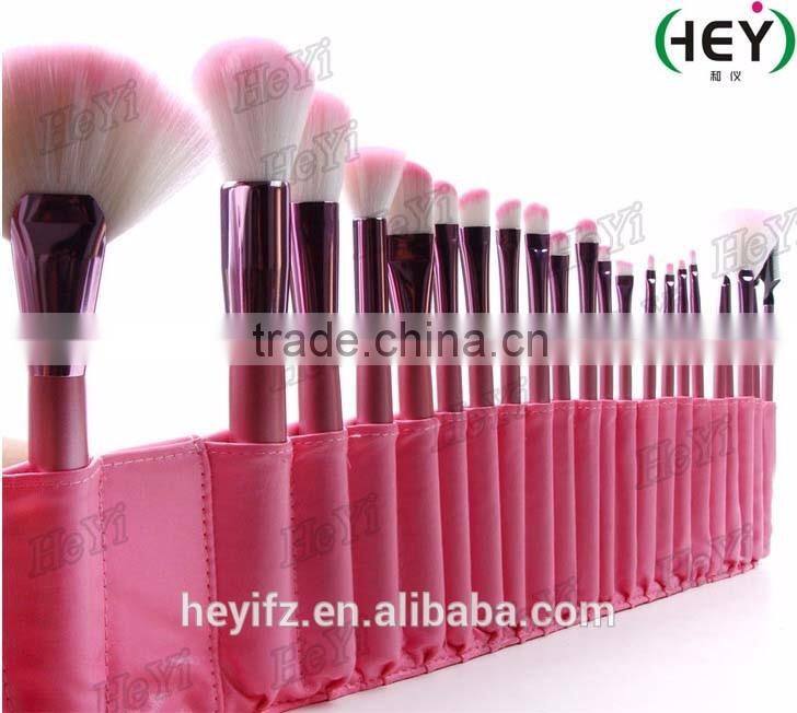 22pcs Synthetic Hair Pink Tip Makeup Brush Set With Storage Bag