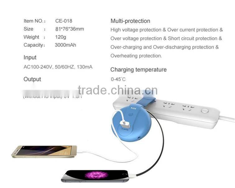 3200mAh Mini Rechargeable Portable Charger with wall charger Output USB Port