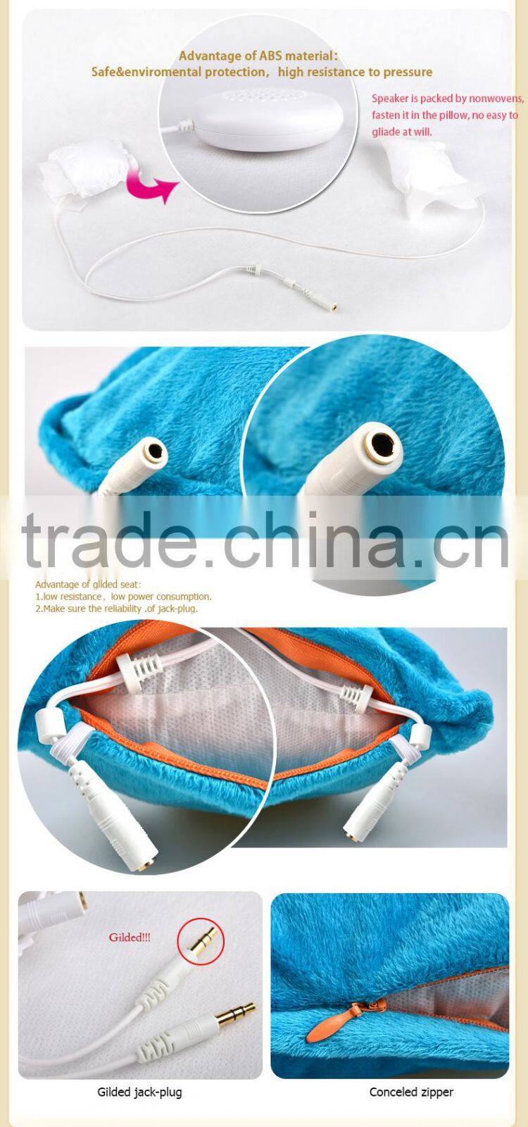 popular gift hot sale 2014 blue cove rabbit speaker pillow for iPhone