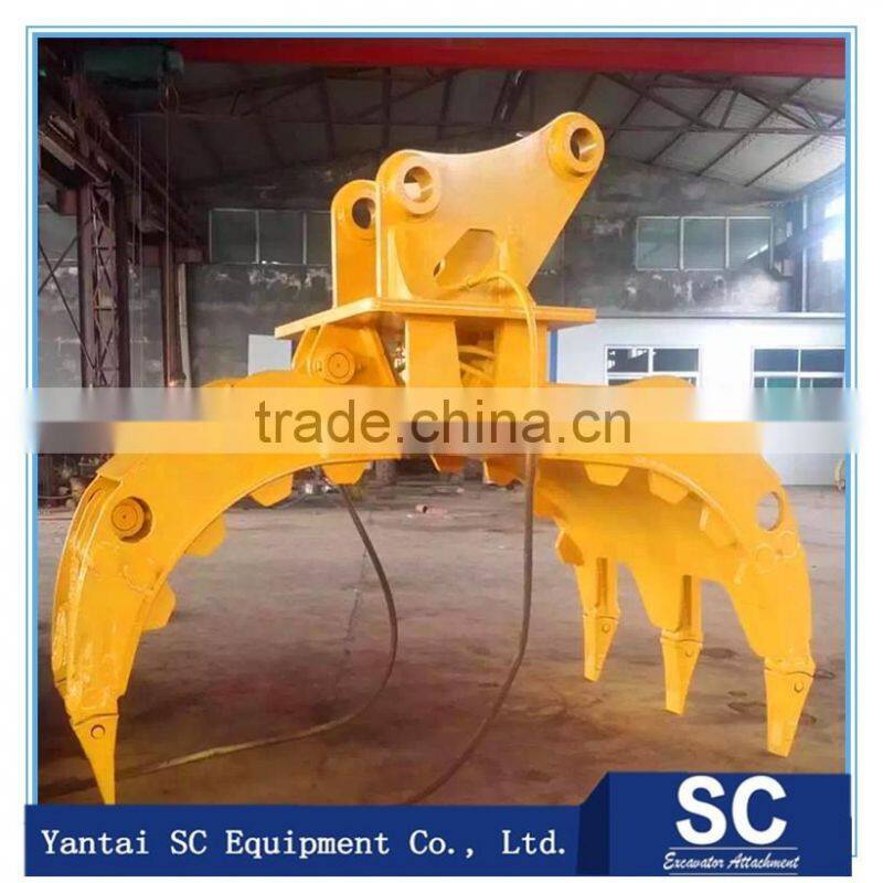 Excavator wood grapple, rock grab bucket, timber log grapple best sale