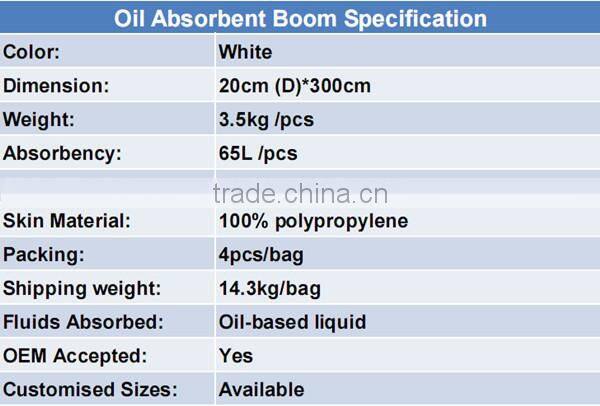 100% PP Oil Absorbent Sock/Boom 12.7cm(D)*300cmL