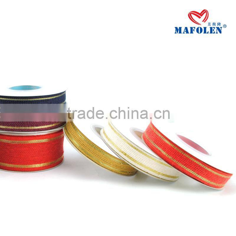 Wholesale best quality decorative 100% jute fabric plain hessian burlap ribbon