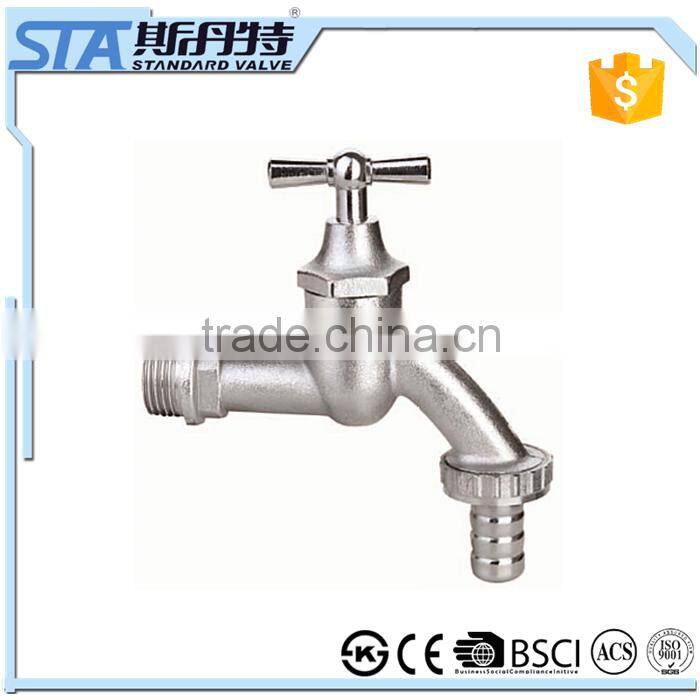 ART.2008 Guaranteed quality proper price forged bathroom wall mounted nickel-plated surface brass bibcock with t handle for sale