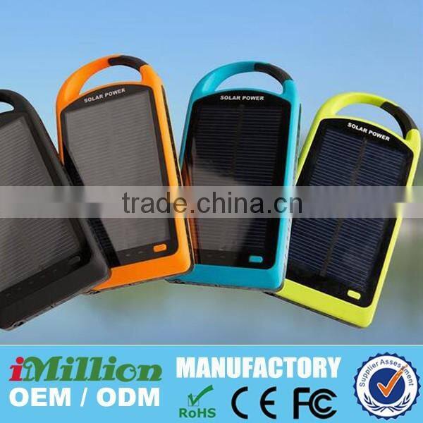 Hot-selling solar power bank charger 8000mah, CE FCC solar charger, portable solar power bank for smart devices