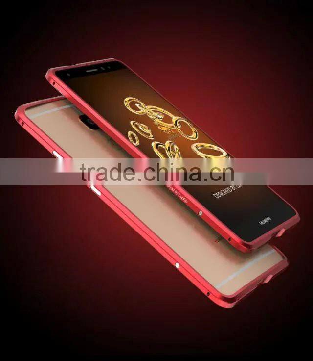 Mate 7 Gold edge Aluminum case For Huawei Ascend Mate 7 Aluminum Metal + Tempered Glass Protector case cover for huawei mate 7